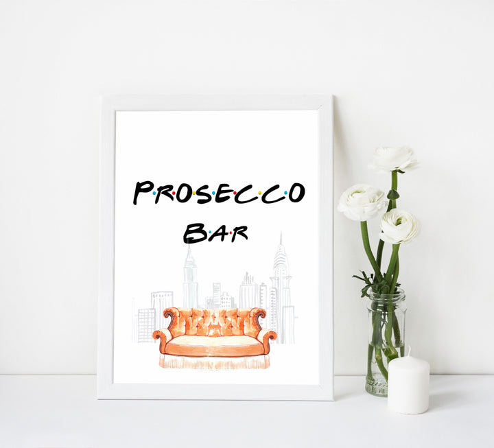 prosecco bar sign, Printable bridal shower signs, friends bridal shower decor, friends bridal shower decor ideas, fun bridal shower decor, bridal shower game ideas, friends bridal shower ideas