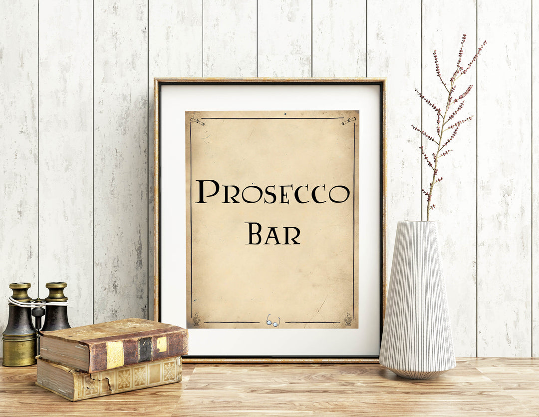 preosecco bar sign, Printable bridal shower signs, Harry Potter bridal shower decor, Harry Potter bridal shower decor ideas, fun bridal shower decor, bridal shower game ideas, Harry Potter bridal shower ideas
