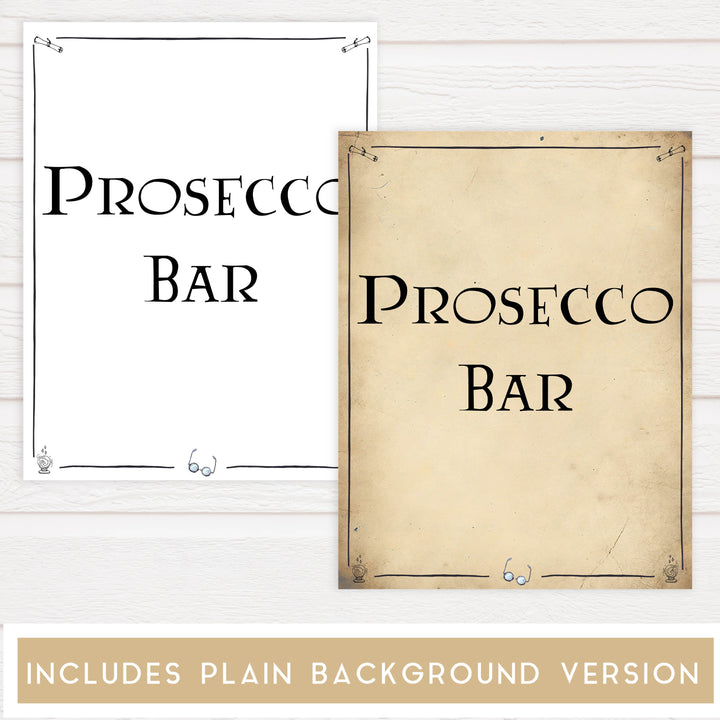 preosecco bar sign, Printable bridal shower signs, Harry Potter bridal shower decor, Harry Potter bridal shower decor ideas, fun bridal shower decor, bridal shower game ideas, Harry Potter bridal shower ideas