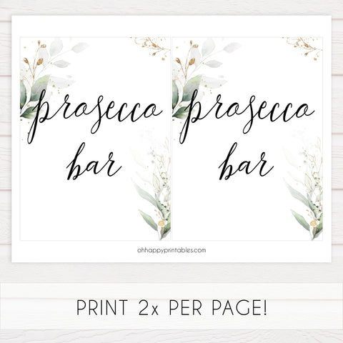 prosecco sign, Printable bridal shower signs, greenery bridal shower decor, gold leaf bridal shower decor ideas, fun bridal shower decor, bridal shower game ideas, greenery bridal shower ideas