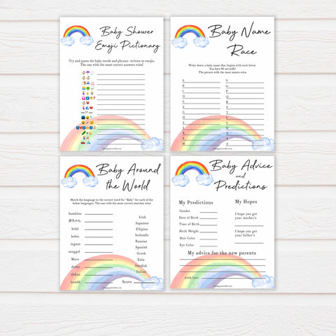 Rainbow baby games, rainbow 10 baby games, baby shower games bundle, rainbow printable baby games, instant download games, rainbow baby shower, printable baby games, fun baby games, popular baby games, top 10 baby games