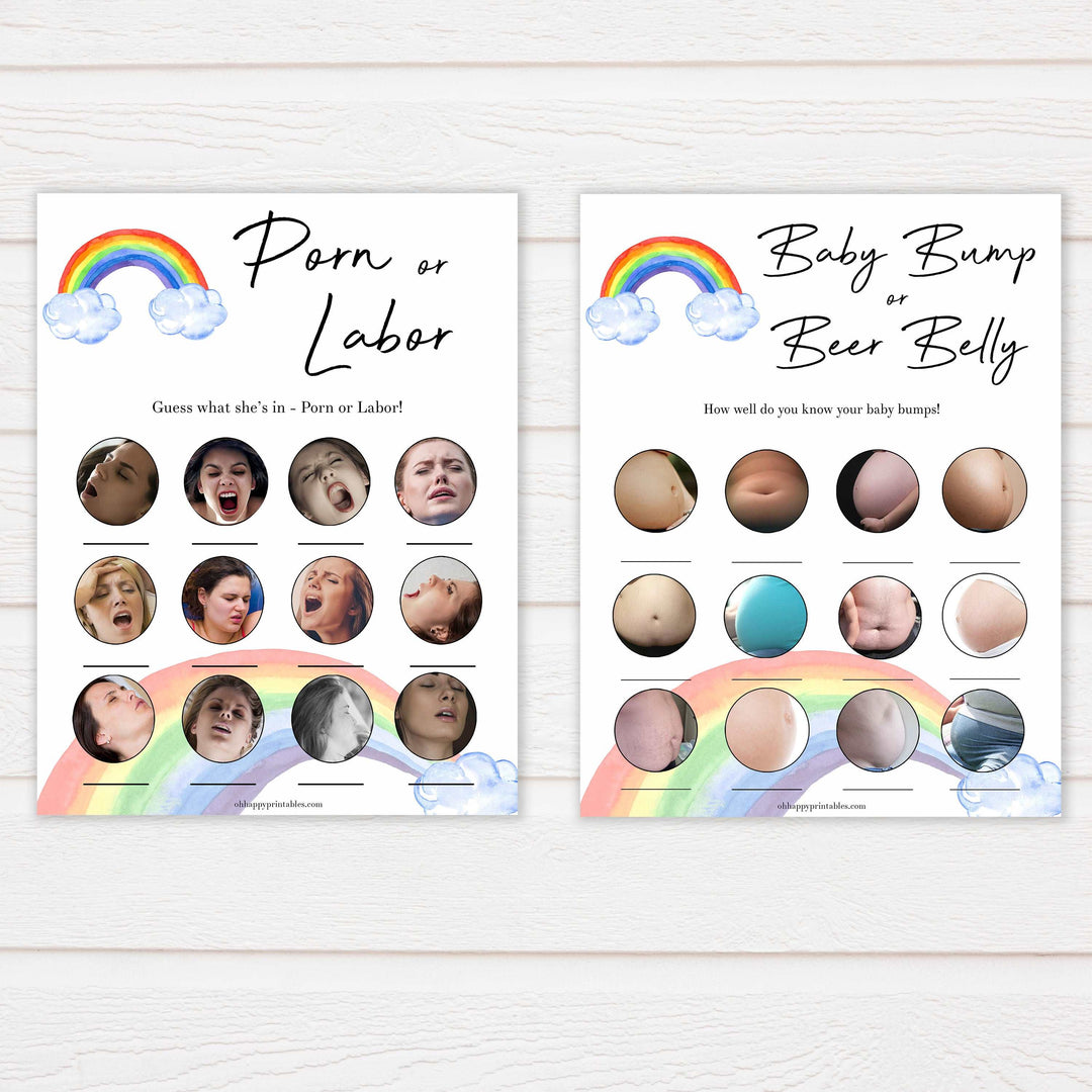 Rainbow baby games, rainbow 10 baby games, baby shower games bundle, rainbow printable baby games, instant download games, rainbow baby shower, printable baby games, fun baby games, popular baby games, top 10 baby games