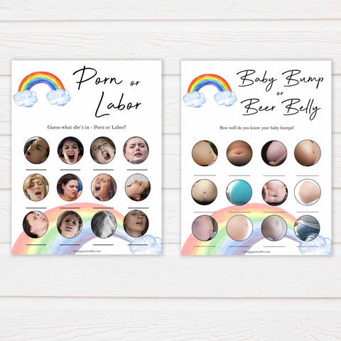 Rainbow baby games, rainbow 10 baby games, baby shower games bundle, rainbow printable baby games, instant download games, rainbow baby shower, printable baby games, fun baby games, popular baby games, top 10 baby games