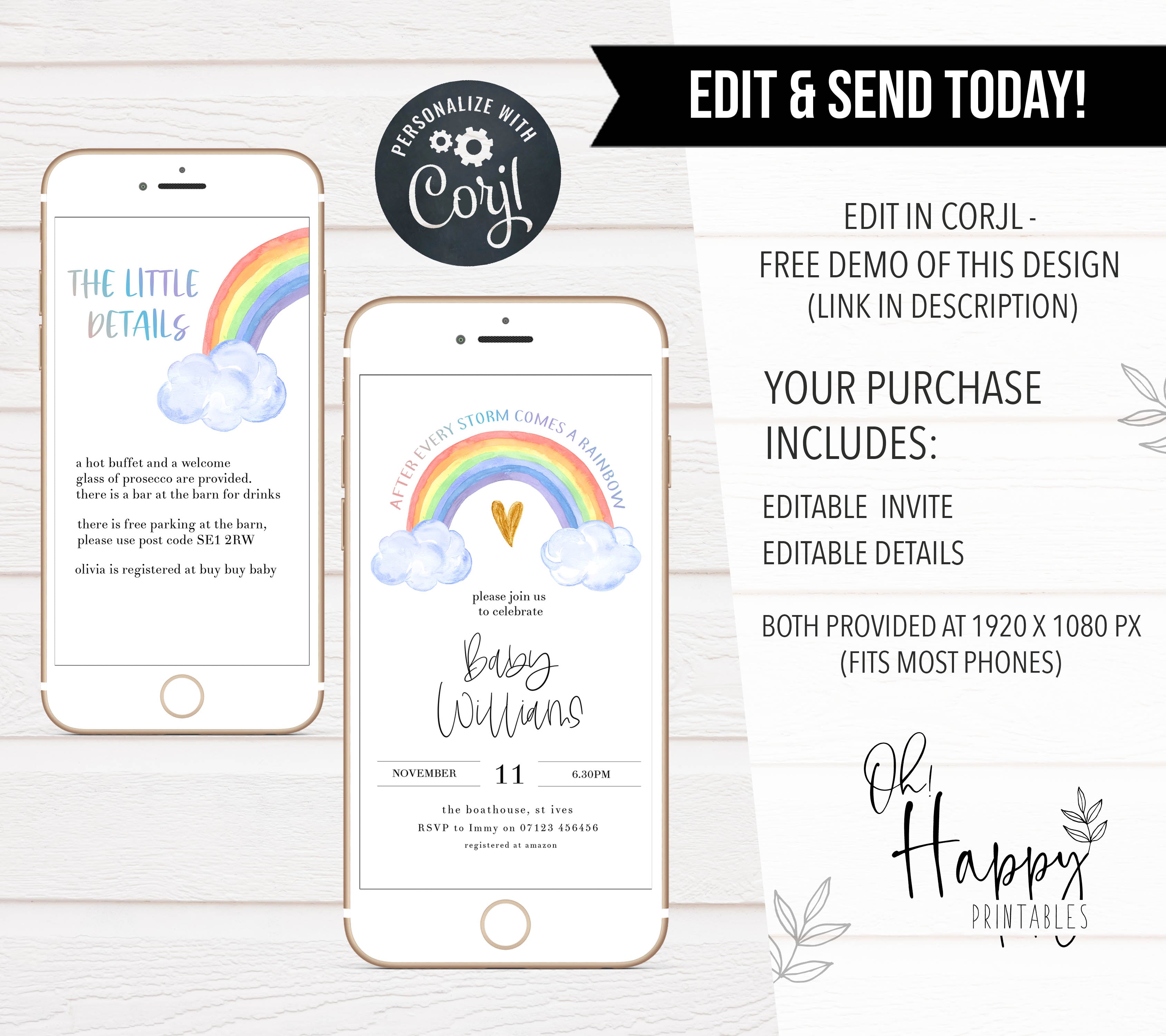 baby shower invitations, rainbow baby shower invitations, editable rainbow baby shower invitations, printable rainbow baby shower invitations, rainbow baby shower invites