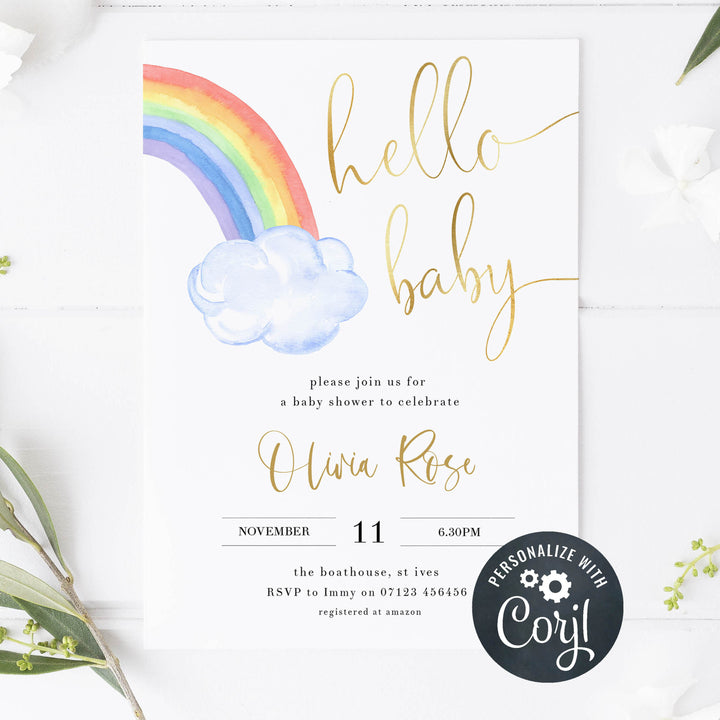 oh baby baby shower invitations, rainbow baby shower invitations, editable rainbow baby shower invitations, printable rainbow baby shower invitations, rainbow baby shower invites