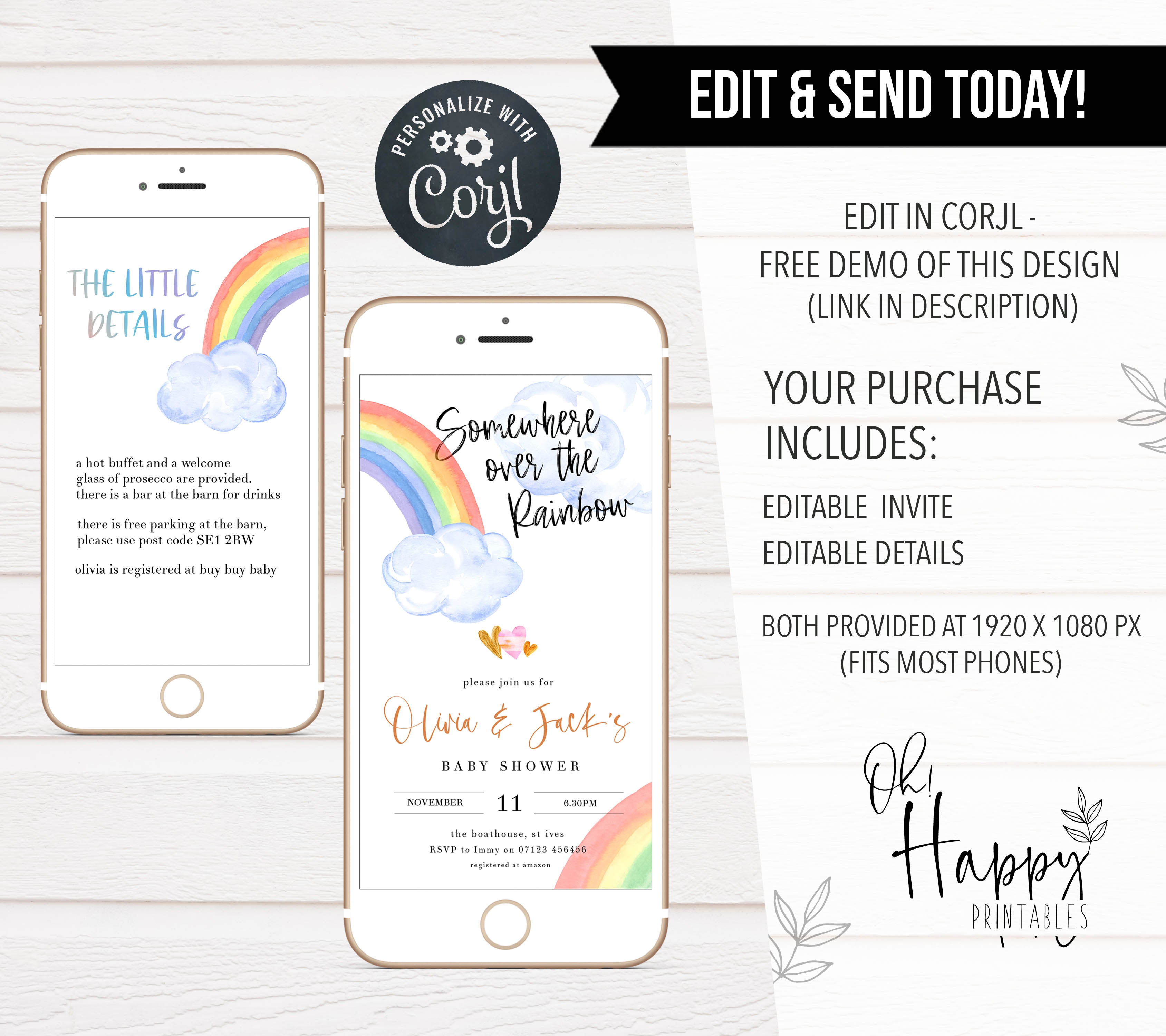 baby shower invitations, rainbow baby shower invitations, editable rainbow baby shower invitations, printable rainbow baby shower invitations, rainbow baby shower invites