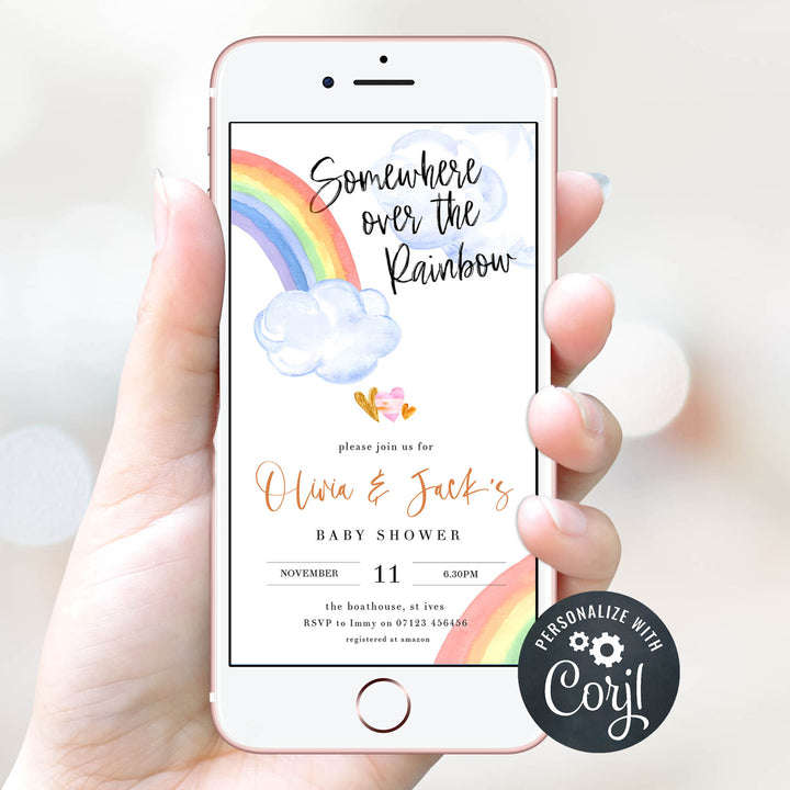 baby shower invitations, rainbow baby shower invitations, editable rainbow baby shower invitations, printable rainbow baby shower invitations, rainbow baby shower invites