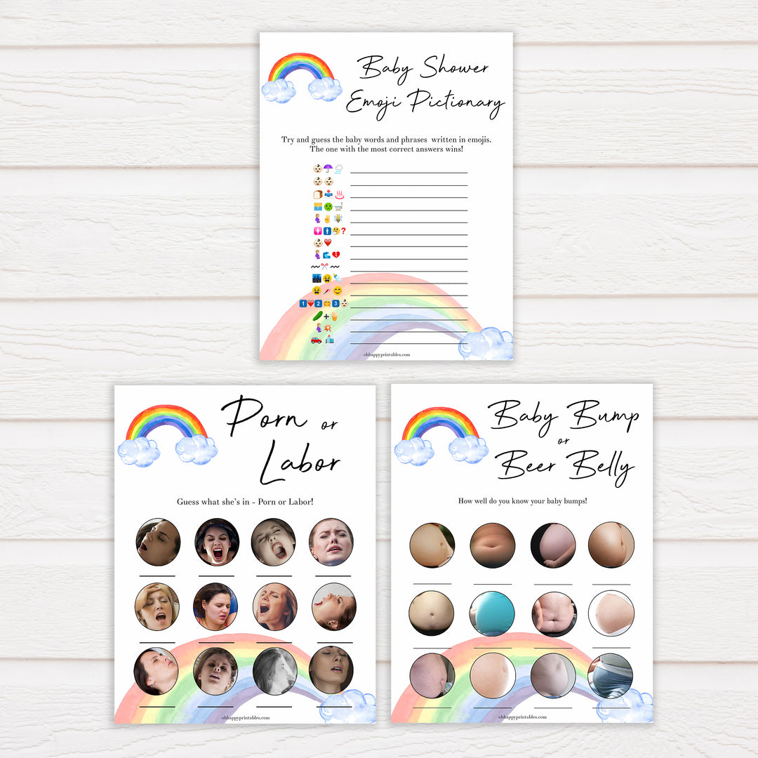 Rainbow baby games, rainbow baby games pack, rainbow baby games bundle rainbow printable baby games, instant download games, rainbow baby shower, printable baby games, fun baby games, popular baby games, top 10 baby games