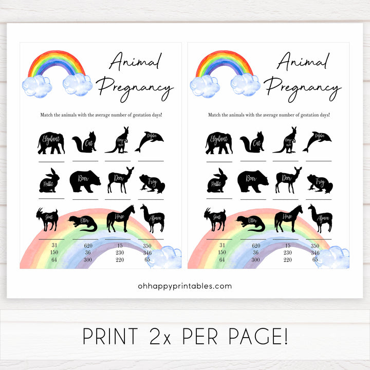 Rainbow baby games, rainbow animal pregnancy, rainbow printable baby games, instant download games, rainbow baby shower, printable baby games, fun baby games, popular baby games, top 10 baby games
