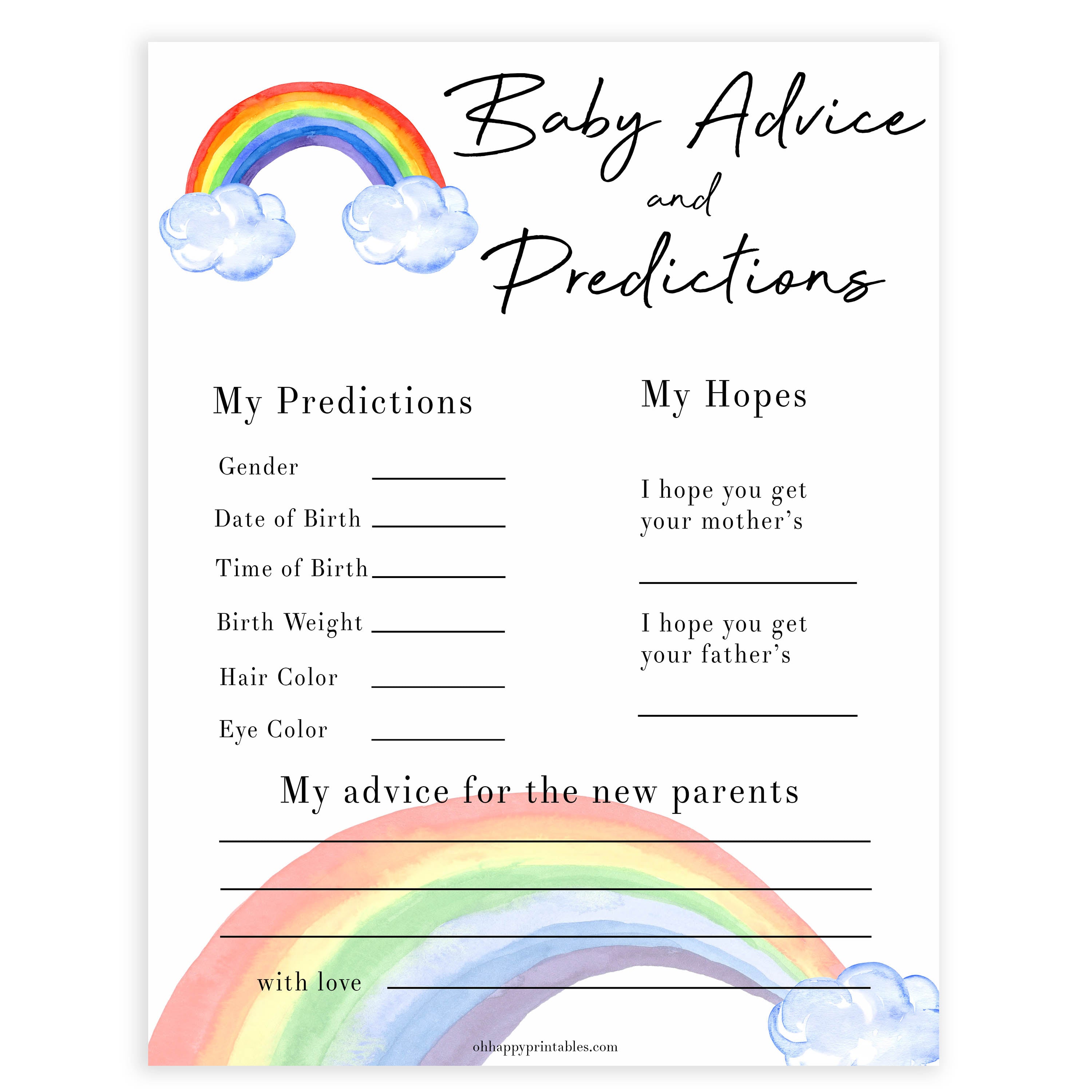 Rainbow baby games, rainbow baby advice and predictions, rainbow printable baby games, instant download games, rainbow baby shower, printable baby games, fun baby games, popular baby games, top 10 baby games