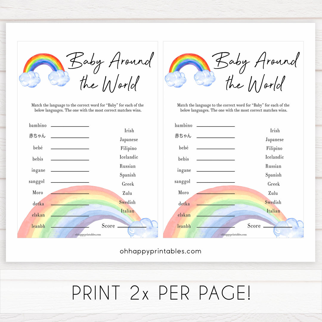 Rainbow baby games, rainbow baby around the world, rainbow printable baby games, instant download games, rainbow baby shower, printable baby games, fun baby games, popular baby games, top 10 baby games