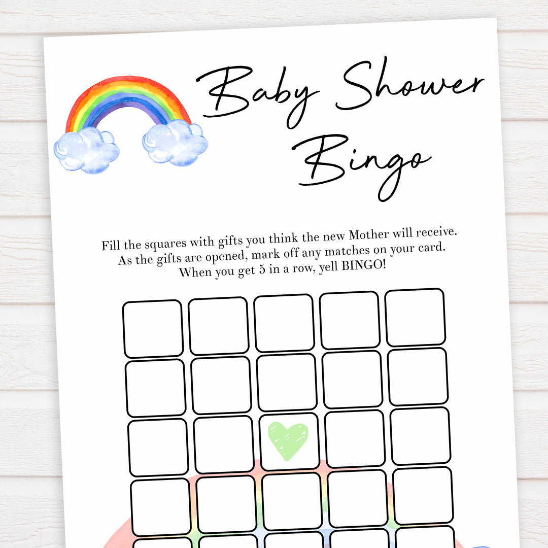 Rainbow baby games, rainbow baby bingo, rainbow printable baby games, instant download games, rainbow baby shower, printable baby games, fun baby games, popular baby games, top 10 baby games