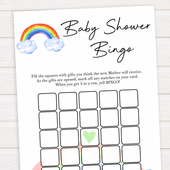 Rainbow baby games, rainbow baby bingo, rainbow printable baby games, instant download games, rainbow baby shower, printable baby games, fun baby games, popular baby games, top 10 baby games