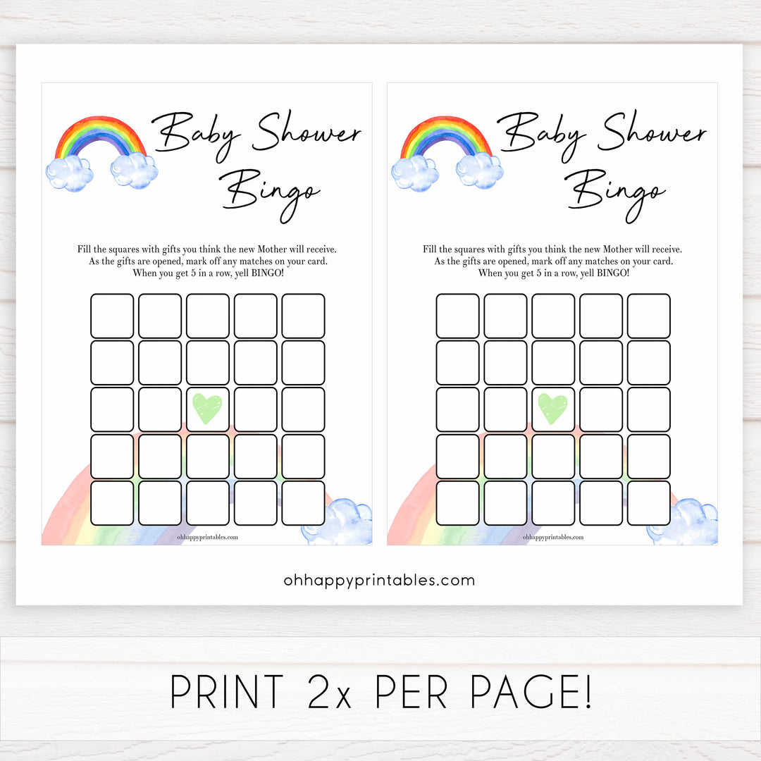 Rainbow baby games, rainbow baby bingo, rainbow printable baby games, instant download games, rainbow baby shower, printable baby games, fun baby games, popular baby games, top 10 baby games