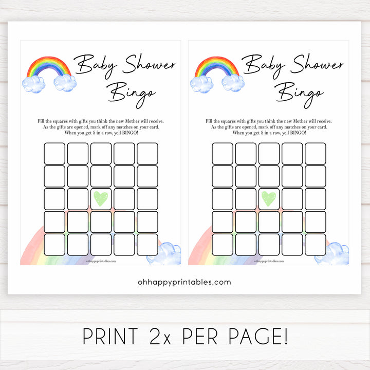Rainbow baby games, rainbow baby bingo, rainbow printable baby games, instant download games, rainbow baby shower, printable baby games, fun baby games, popular baby games, top 10 baby games