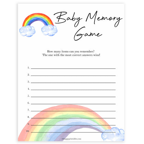 Rainbow baby games, rainbow baby memory, rainbow printable baby games, instant download games, rainbow baby shower, printable baby games, fun baby games, popular baby games, top 10 baby games