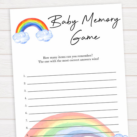 Rainbow baby games, rainbow baby memory, rainbow printable baby games, instant download games, rainbow baby shower, printable baby games, fun baby games, popular baby games, top 10 baby games
