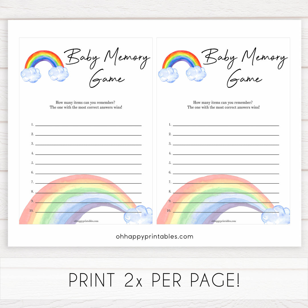 Rainbow baby games, rainbow baby memory, rainbow printable baby games, instant download games, rainbow baby shower, printable baby games, fun baby games, popular baby games, top 10 baby games