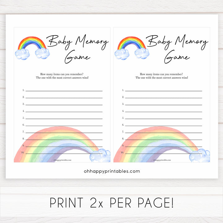Rainbow baby games, rainbow baby memory, rainbow printable baby games, instant download games, rainbow baby shower, printable baby games, fun baby games, popular baby games, top 10 baby games
