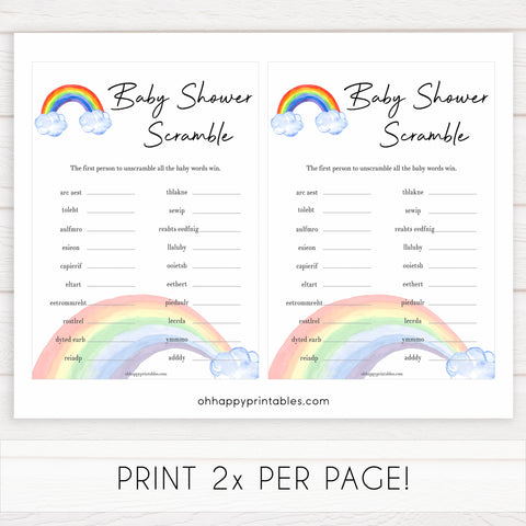 Rainbow baby games, rainbow baby scramble, rainbow printable baby games, instant download games, rainbow baby shower, printable baby games, fun baby games, popular baby games, top 10 baby games