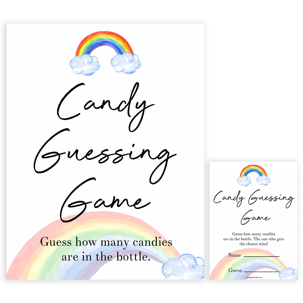 Rainbow baby games, rainbow candy guessing game, rainbow printable baby games, instant download games, rainbow baby shower, printable baby games, fun baby games, popular baby games, top 10 baby games