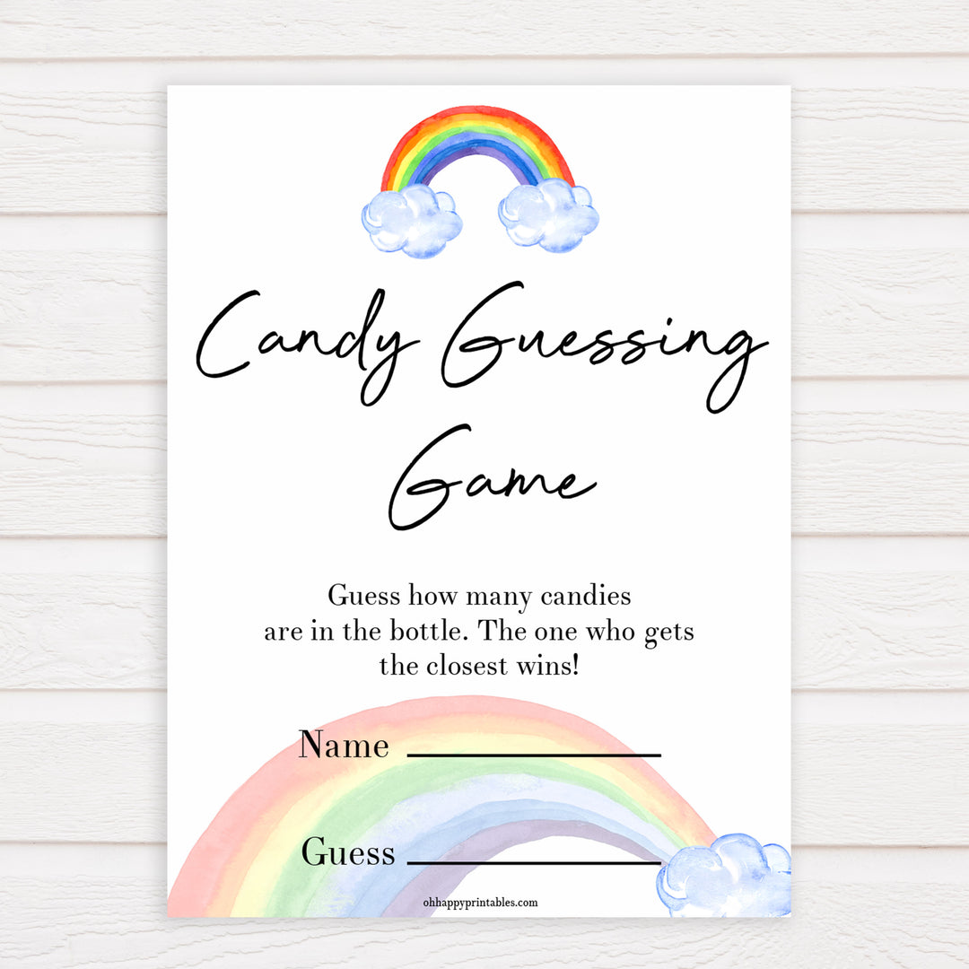 Rainbow baby games, rainbow candy guessing game, rainbow printable baby games, instant download games, rainbow baby shower, printable baby games, fun baby games, popular baby games, top 10 baby games