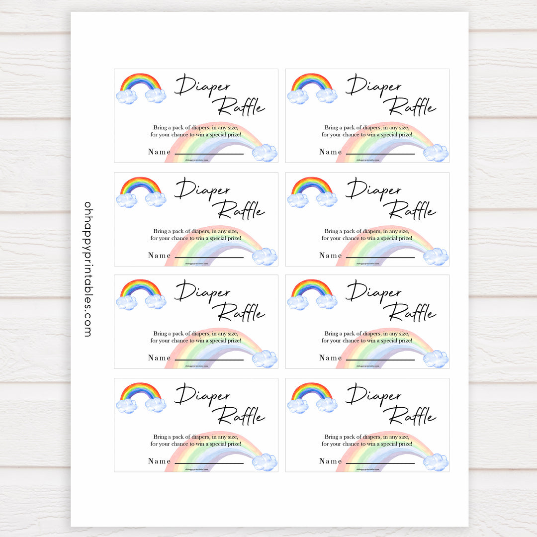 Rainbow baby games, rainbow diaper raffle, rainbow printable baby games, instant download games, rainbow baby shower, printable baby games, fun baby games, popular baby games, top 10 baby games