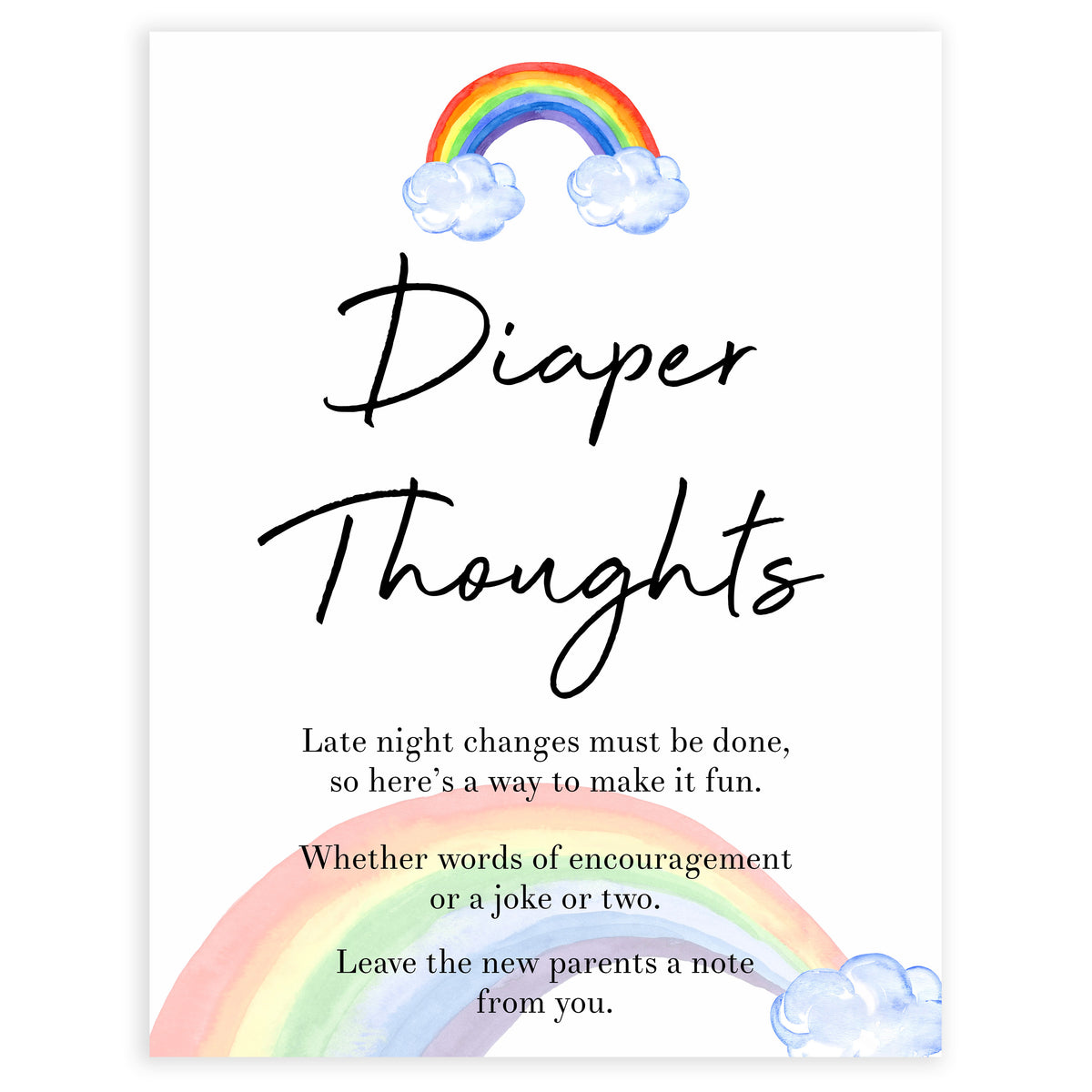 Rainbow baby games, rainbow diaper thoughts, rainbow printable baby games, instant download games, rainbow baby shower, printable baby games, fun baby games, popular baby games, top 10 baby games