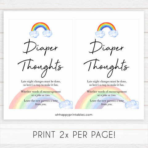 Rainbow baby games, rainbow diaper thoughts, rainbow printable baby games, instant download games, rainbow baby shower, printable baby games, fun baby games, popular baby games, top 10 baby games