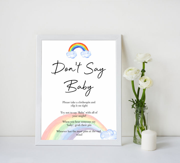Rainbow baby games, rainbow dont say baby, rainbow printable baby games, instant download games, rainbow baby shower, printable baby games, fun baby games, popular baby games, top 10 baby games