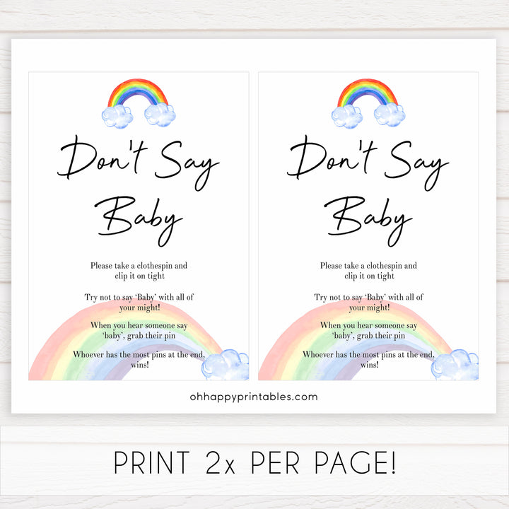 Rainbow baby games, rainbow dont say baby, rainbow printable baby games, instant download games, rainbow baby shower, printable baby games, fun baby games, popular baby games, top 10 baby games