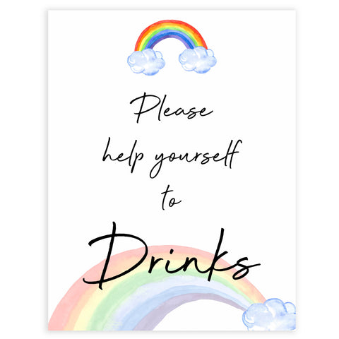 rainbow baby shower, drinks baby shower sign, printable baby signs, baby signs, top 10 baby ideas, popular baby ideas