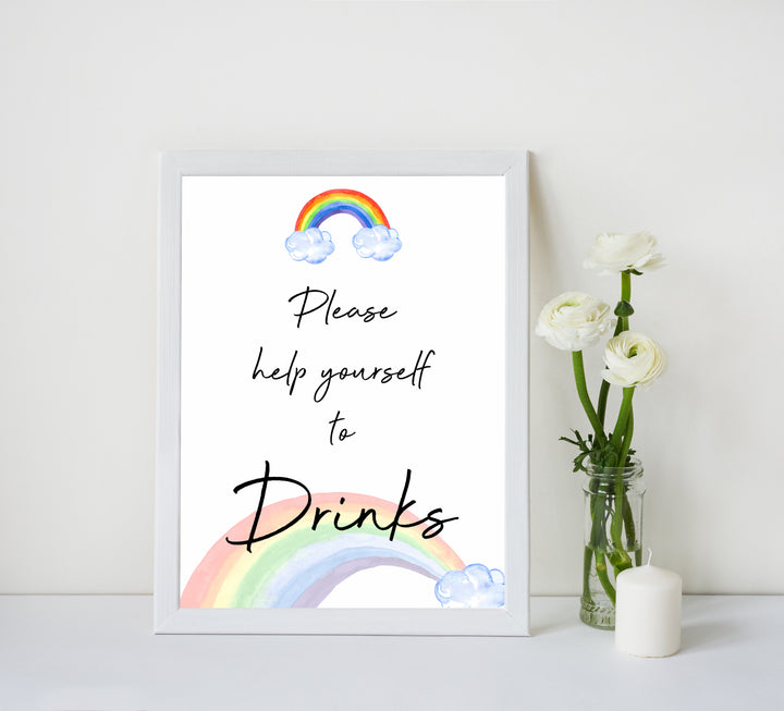 rainbow baby shower signs, rainbow baby decor, food baby signs, sweets baby signs, top 10 baby games, printable baby signs, popular baby shower ideas