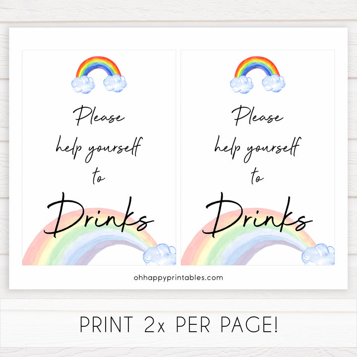 rainbow baby shower, drinks baby shower sign, printable baby signs, baby signs, top 10 baby ideas, popular baby ideas