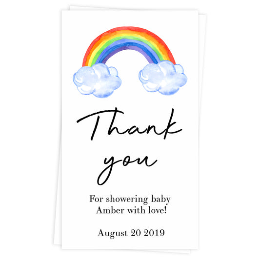 rainbow baby thank you tags, printable baby thank you tags, editable baby thank you tags, rainbow baby decor, rainbow baby tags