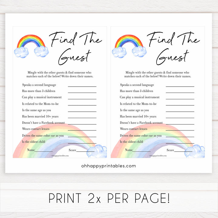Rainbow baby games, rainbow find the guest, rainbow printable baby games, instant download games, rainbow baby shower, printable baby games, fun baby games, popular baby games, top 10 baby games