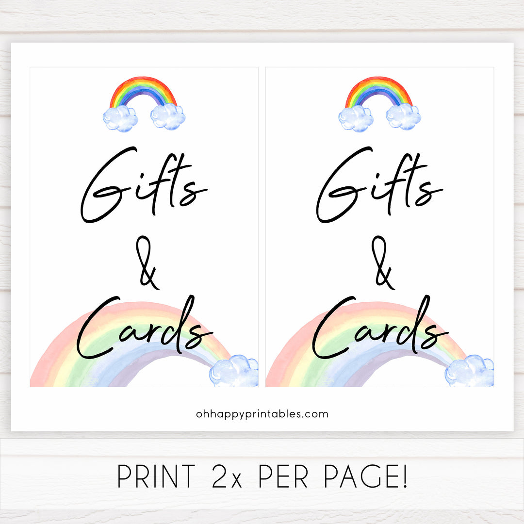 rainbow baby shower, gifts and cards baby shower sign, printable baby signs, baby signs, top 10 baby ideas, popular baby ideas