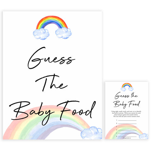 Rainbow baby games, rainbow guess the baby food, rainbow printable baby games, instant download games, rainbow baby shower, printable baby games, fun baby games, popular baby games, top 10 baby games