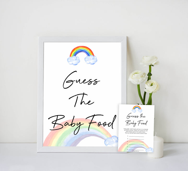 Rainbow baby games, rainbow guess the baby food, rainbow printable baby games, instant download games, rainbow baby shower, printable baby games, fun baby games, popular baby games, top 10 baby games