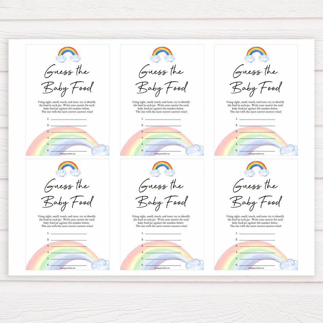 Rainbow baby games, rainbow guess the baby food, rainbow printable baby games, instant download games, rainbow baby shower, printable baby games, fun baby games, popular baby games, top 10 baby games