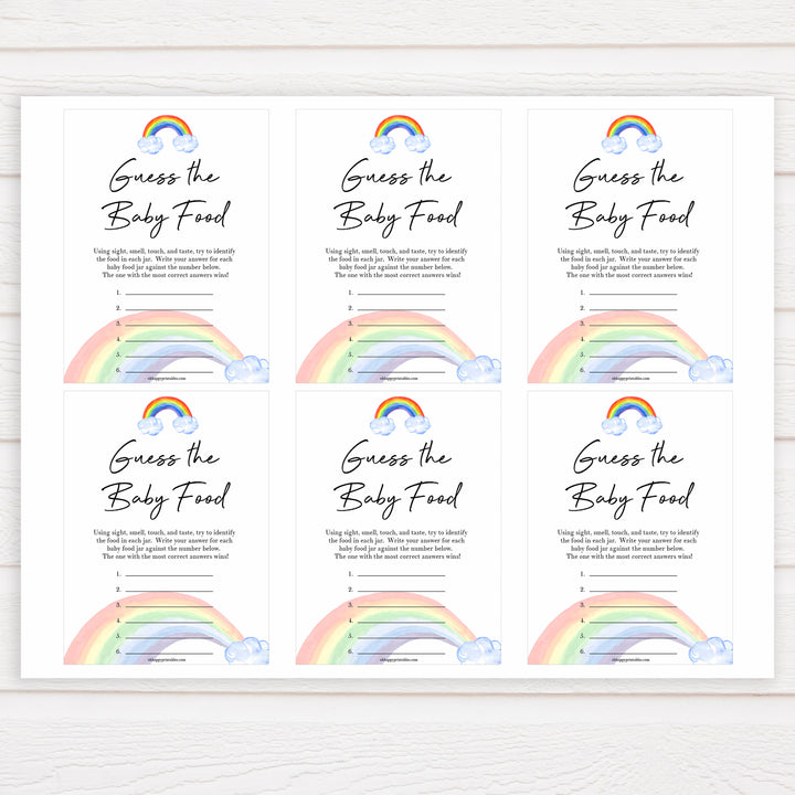Rainbow baby games, rainbow guess the baby food, rainbow printable baby games, instant download games, rainbow baby shower, printable baby games, fun baby games, popular baby games, top 10 baby games