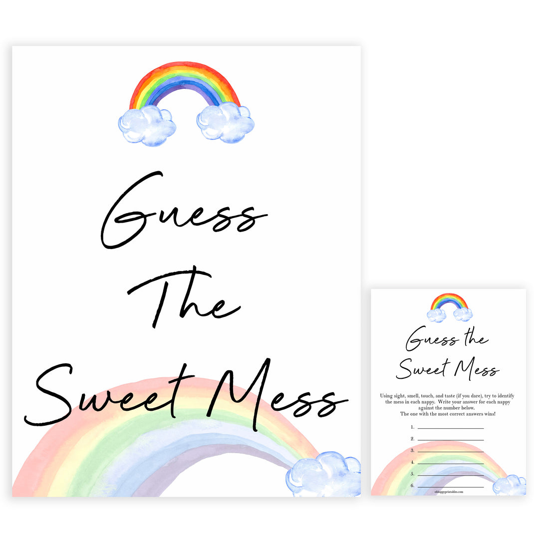 Rainbow baby games, rainbow guess the sweet mess, rainbow printable baby games, instant download games, rainbow baby shower, printable baby games, fun baby games, popular baby games, top 10 baby games