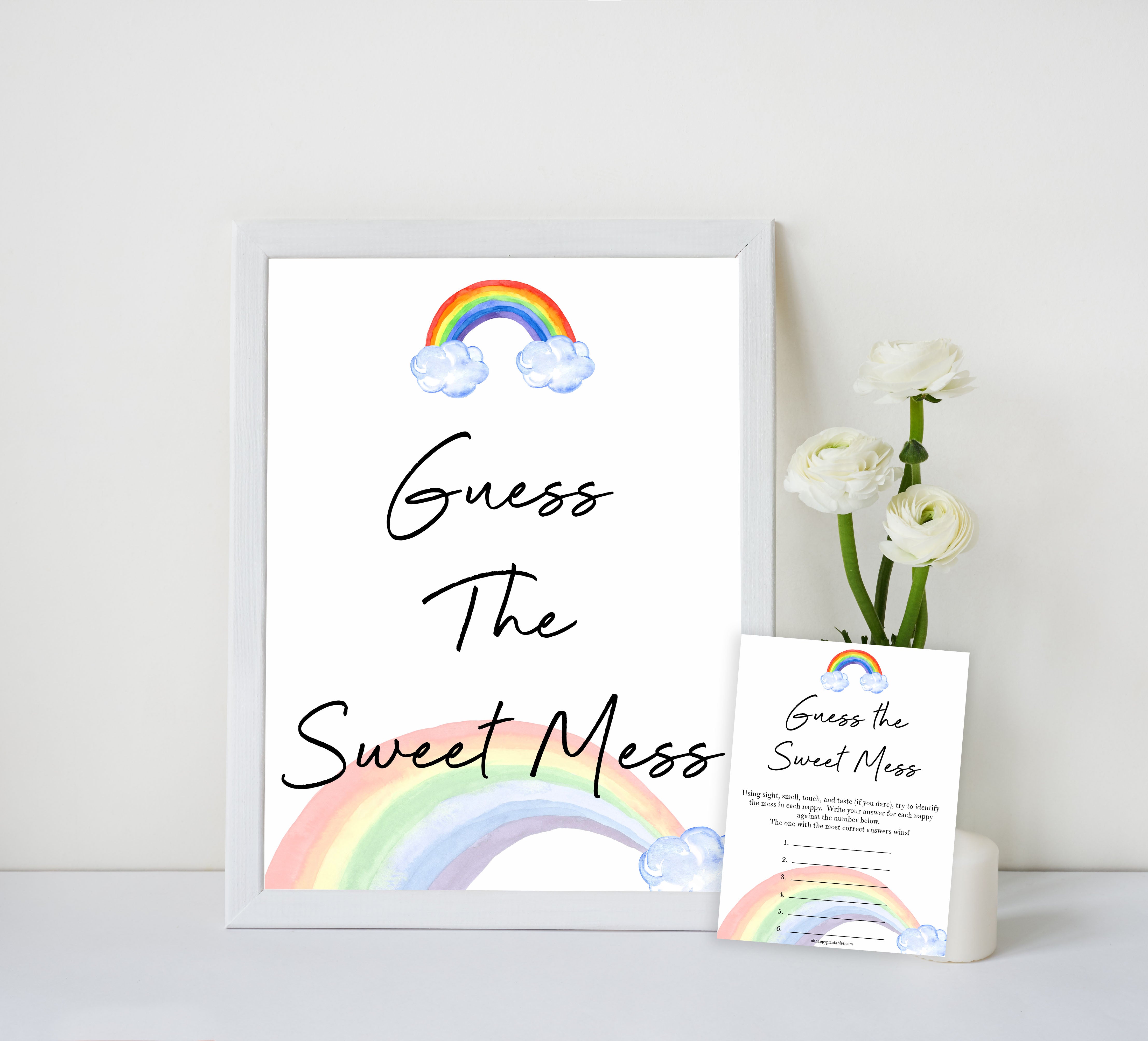 Rainbow baby games, rainbow guess the sweet mess, rainbow printable baby games, instant download games, rainbow baby shower, printable baby games, fun baby games, popular baby games, top 10 baby games