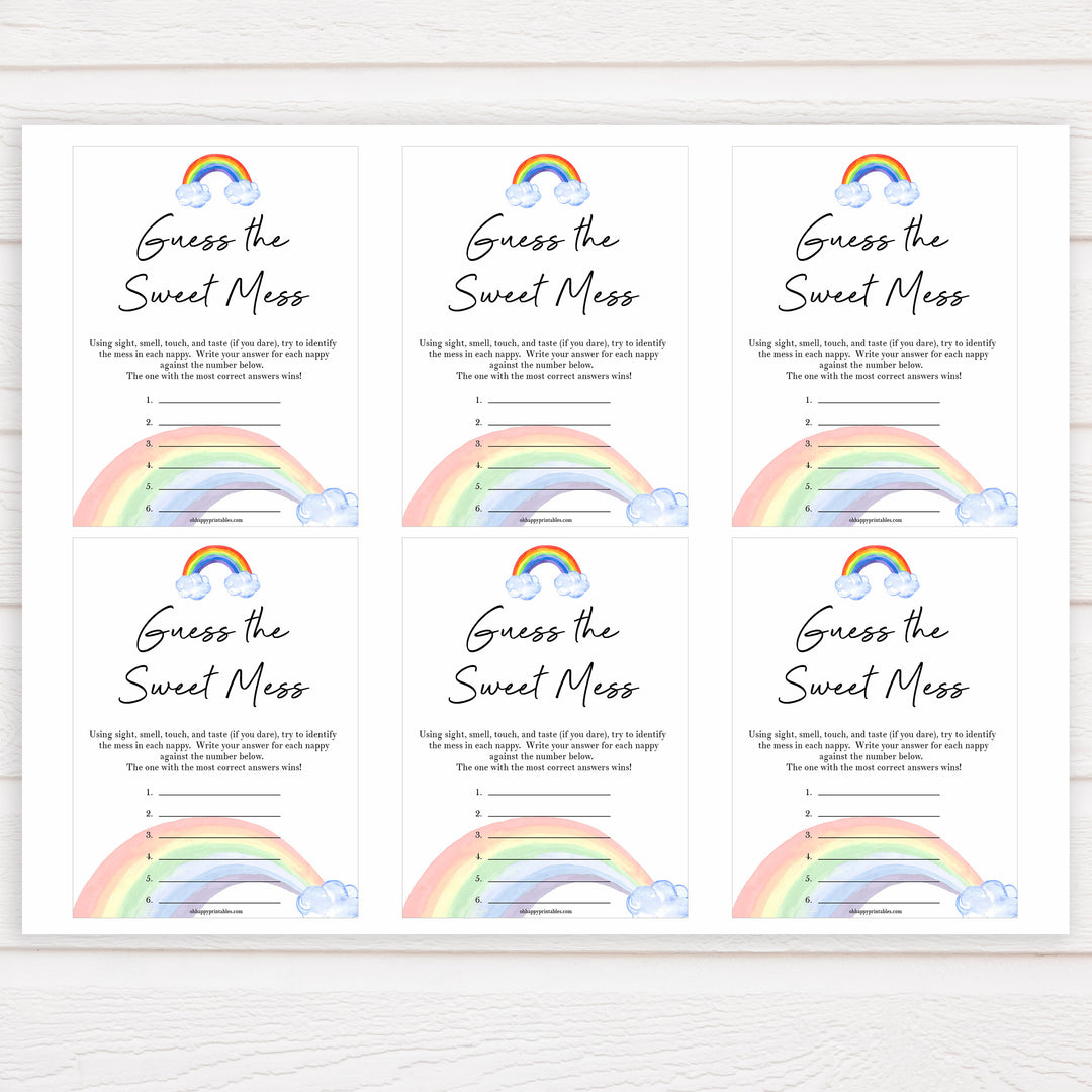 Rainbow baby games, rainbow guess the sweet mess, rainbow printable baby games, instant download games, rainbow baby shower, printable baby games, fun baby games, popular baby games, top 10 baby games