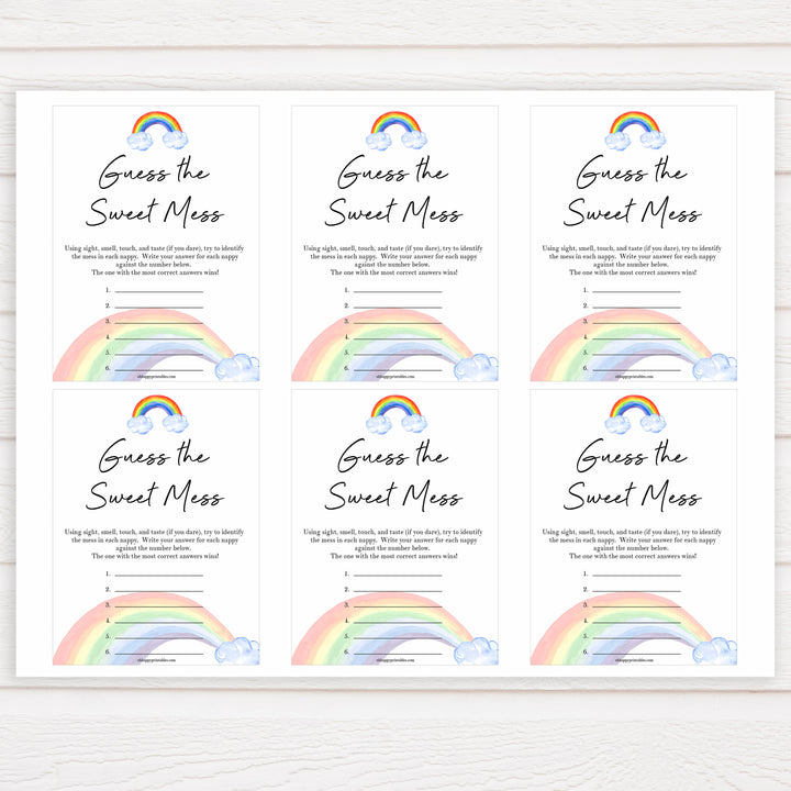 Rainbow baby games, rainbow guess the sweet mess, rainbow printable baby games, instant download games, rainbow baby shower, printable baby games, fun baby games, popular baby games, top 10 baby games