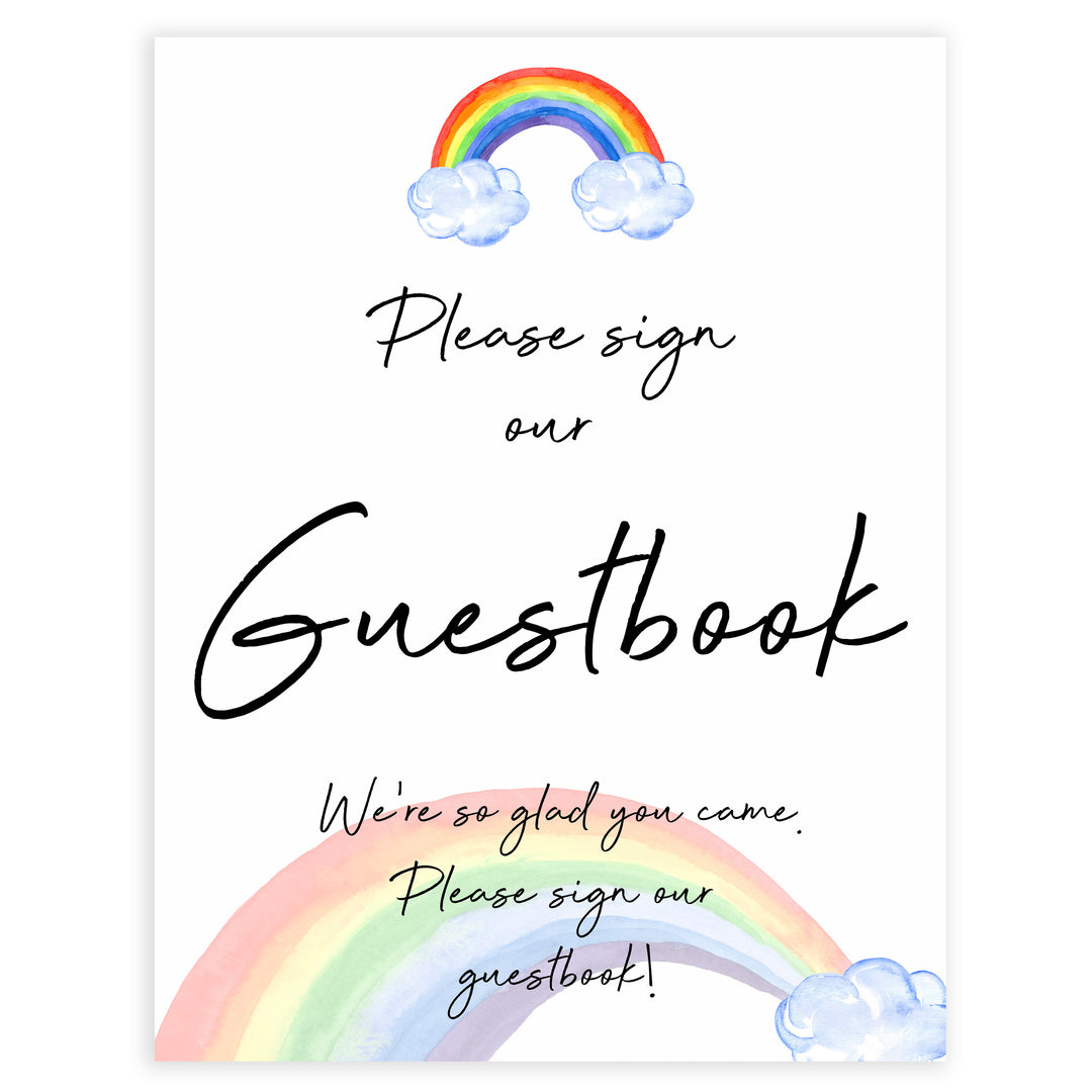 rainbow baby shower, guestbook baby shower sign, printable baby signs, baby signs, top 10 baby ideas, popular baby ideas