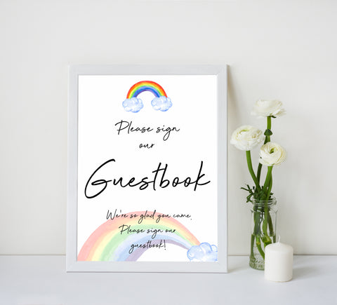 rainbow baby shower, guestbook baby shower sign, printable baby signs, baby signs, top 10 baby ideas, popular baby ideas