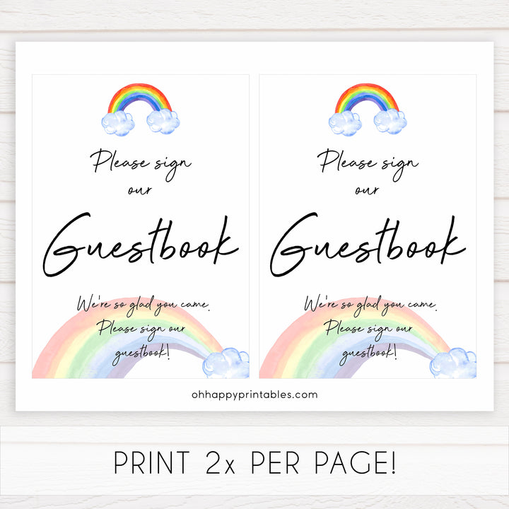 rainbow baby shower, guestbook baby shower sign, printable baby signs, baby signs, top 10 baby ideas, popular baby ideas