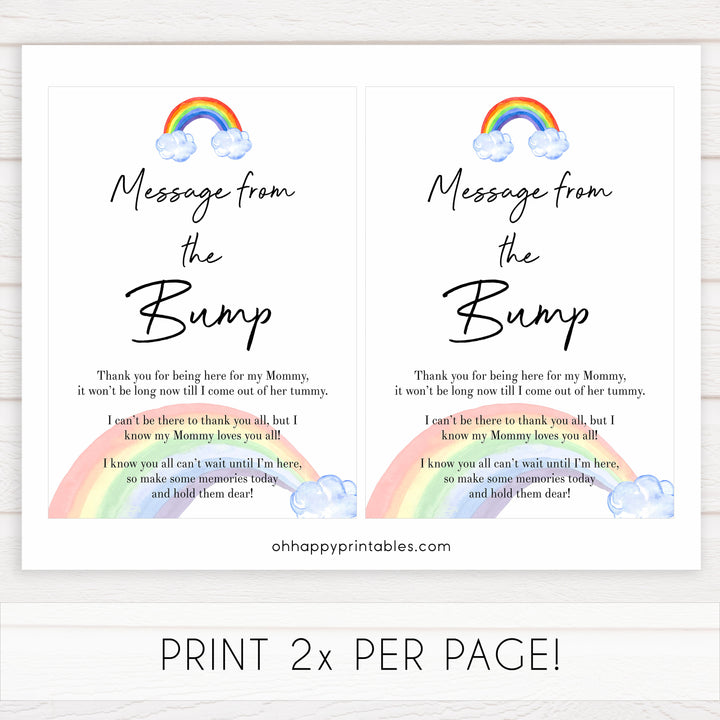 Rainbow baby games, rainbow message from the bump, rainbow printable baby games, instant download games, rainbow baby shower, printable baby games, fun baby games, popular baby games, top 10 baby games