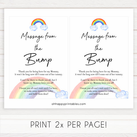 Rainbow baby games, rainbow message from the bump, rainbow printable baby games, instant download games, rainbow baby shower, printable baby games, fun baby games, popular baby games, top 10 baby games